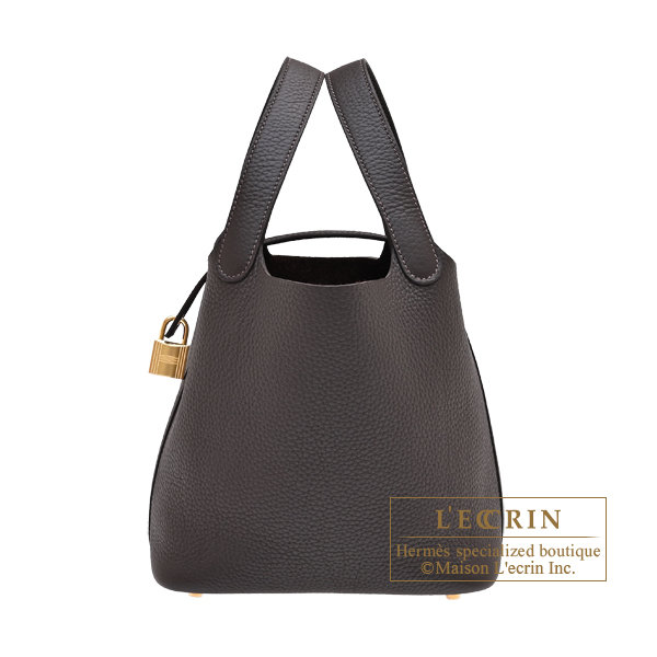 Hermes　Picotin Lock bag 18/PM　Bai brun　Clemence leather　Gold hardware