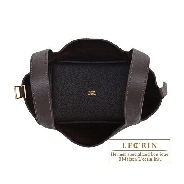 Hermes Picotin Lock bag 18/PM Bai brun Clemence leather Gold hardware