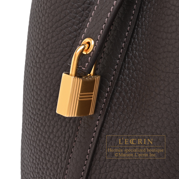 Hermes Picotin Lock bag 18/PM Bai brun Clemence leather Gold hardware