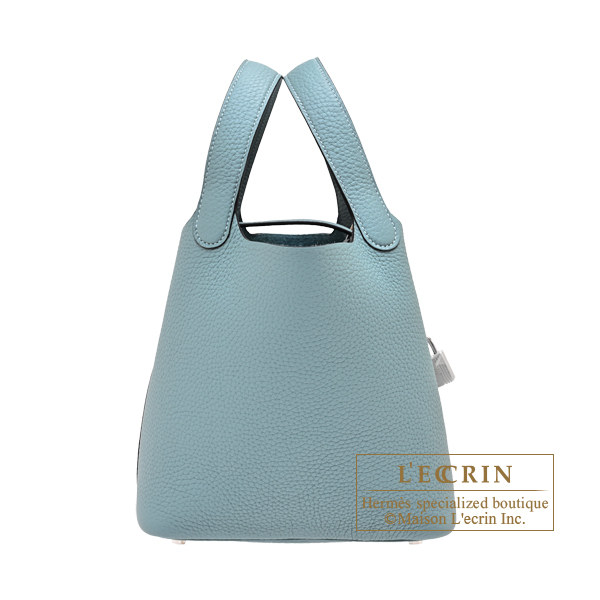 Hermes Picotin Lock bag 18/PM Ciel Clemence leather Silver hardware