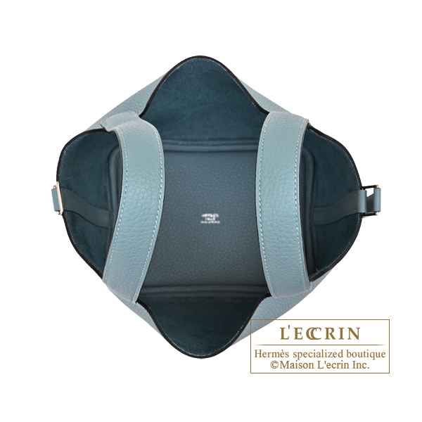 Hermes Picotin Lock bag 18/PM Ciel Clemence leather Silver hardware
