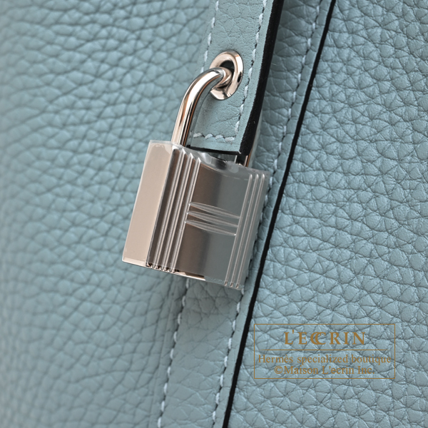 Hermes Picotin Lock bag 18/PM Ciel Clemence leather Silver hardware