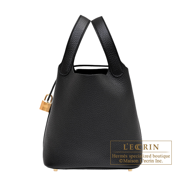 Hermes　Picotin Lock bag 18/PM　Black　Clemence leather　Gold hardware