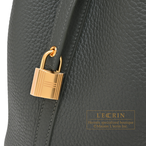 Hermes Picotin Lock bag 18/PM Vert mangrove Clemence leather Gold hardware