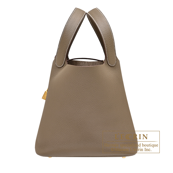 Hermes　Picotin Lock bag 22/MM　Etoupe grey　Clemence leather　Gold hardware