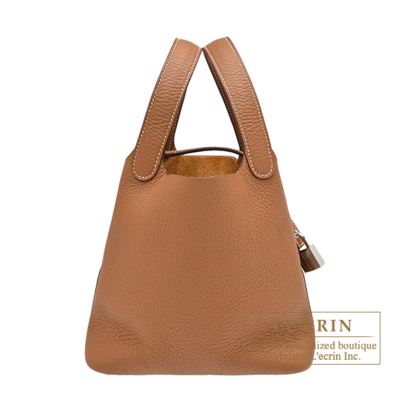 Hermes Picotin Lock bag 18/PM Gold Clemence leather Silver hardware