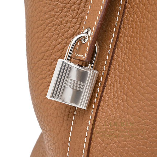 Hermes Picotin Lock bag 18/PM Gold Clemence leather Silver hardware