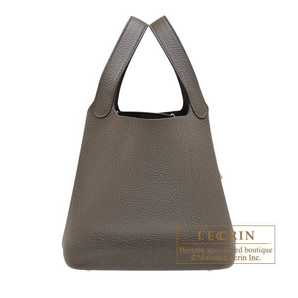 Hermes Picotin Lock bag 22/MM Vert loden Clemence leather Gold hardware