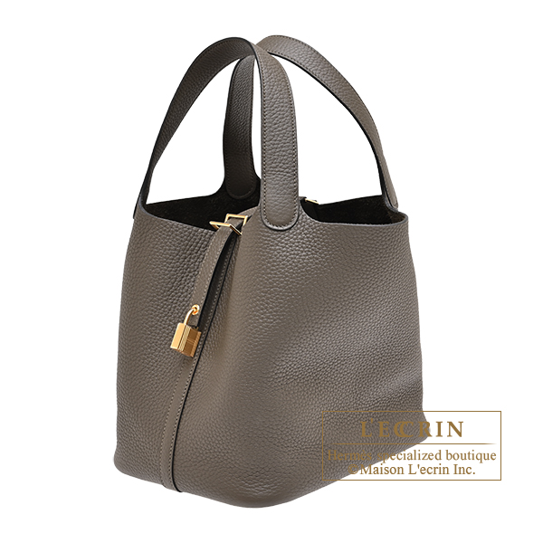 Hermes Picotin Lock bag 22/MM Vert loden Clemence leather Gold hardware