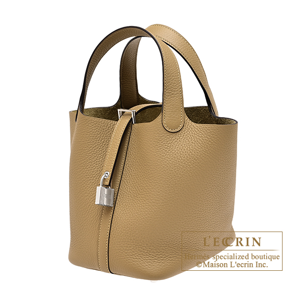 Hermes Picotin Lock bag 18/PM Dune Clemence leather Silver hardware