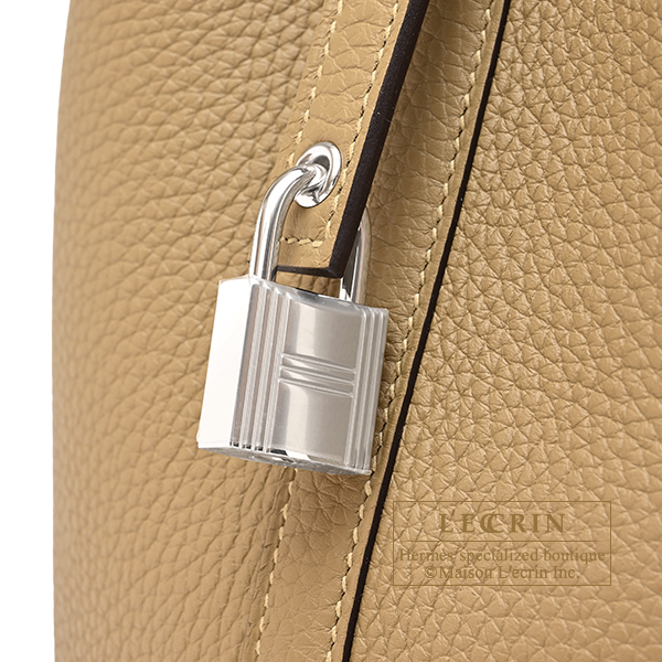 Hermes Picotin Lock bag 18/PM Dune Clemence leather Silver hardware