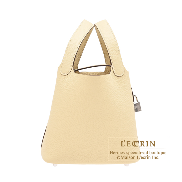 Hermes Picotin Lock bag 18/PM Vanille Clemence leather Silver hardware