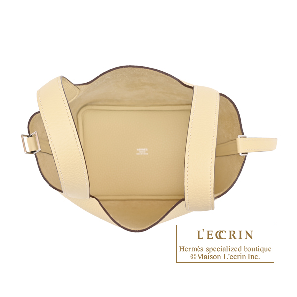 Hermes Picotin Lock bag 18/PM Vanille Clemence leather Silver hardware