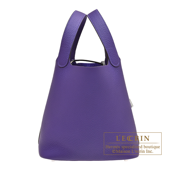 Hermes Picotin Lock bag 22/MM Purple Clemence leather Silver hardware