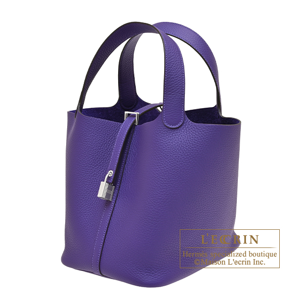 Hermes Picotin Lock bag 22/MM Purple Clemence leather Silver hardware