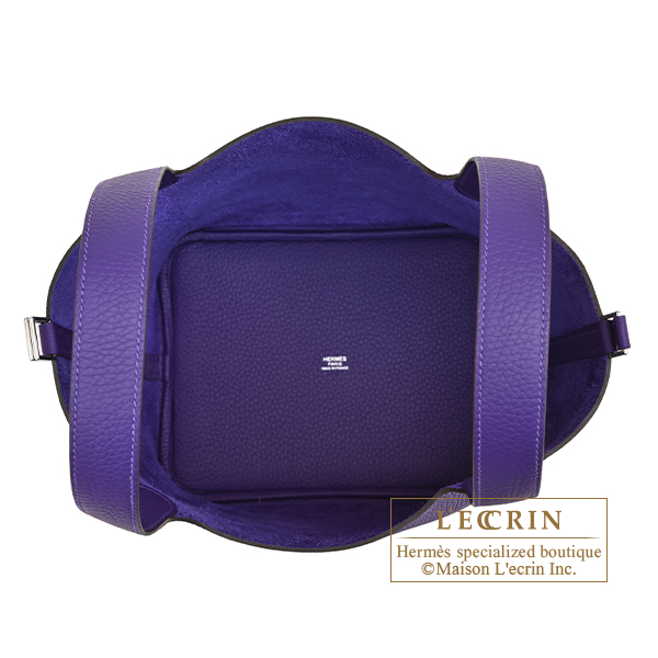 Hermes Picotin Lock bag 22/MM Purple Clemence leather Silver hardware