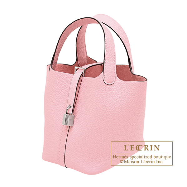 Hermes Picotin Lock bag 18/PM Rose sakura Clemence leather Silver hardware