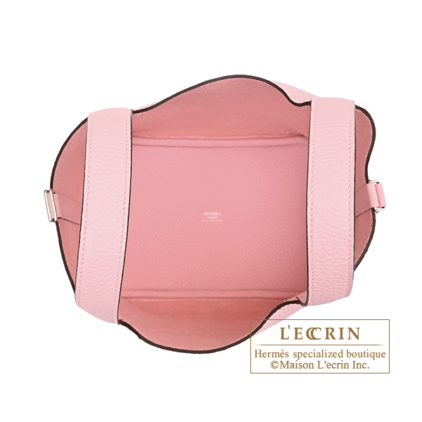 Hermes Picotin Lock bag 18/PM Rose sakura Clemence leather Silver hardware