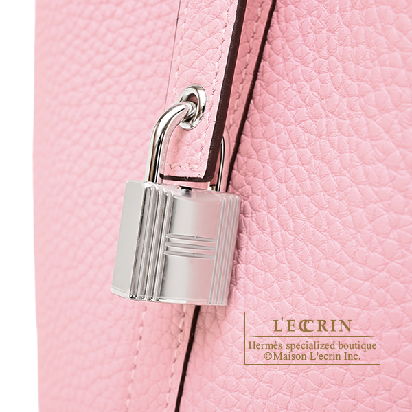Hermes Picotin Lock bag 18/PM Rose sakura Clemence leather Silver hardware