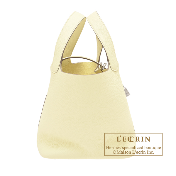 Hermes Picotin Lock bag 22/MM Jaune milton Clemence leather Silver hardware
