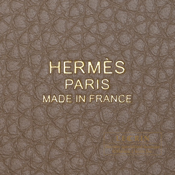 Hermes Picotin Lock bag 18/PM Etoupe grey Clemence leather Gold hardware