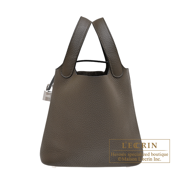 Hermes Picotin Lock bag 18/PM Vert loden Clemence leather Silver hardware