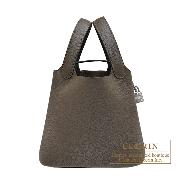 Hermes Picotin Lock bag 18/PM Vert loden Clemence leather Silver hardware