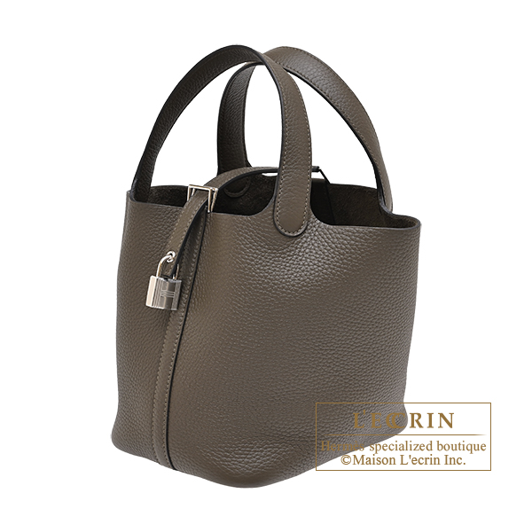 Hermes Picotin Lock bag 18/PM Vert loden Clemence leather Silver hardware