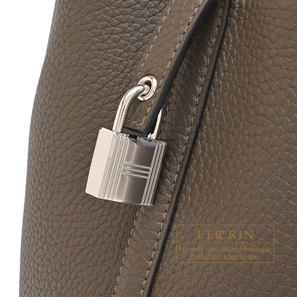 Hermes Picotin Lock bag 18/PM Vert loden Clemence leather Silver hardware