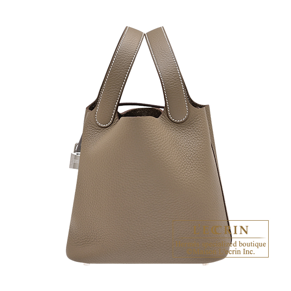 Hermes　Picotin Lock bag 18/PM　Etoupe grey　Clemence leather　Silver hardware