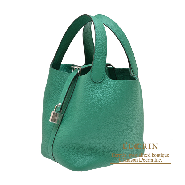 Hermes Picotin Lock bag 18/PM Vert vertigo Clemence leather Silver hardware