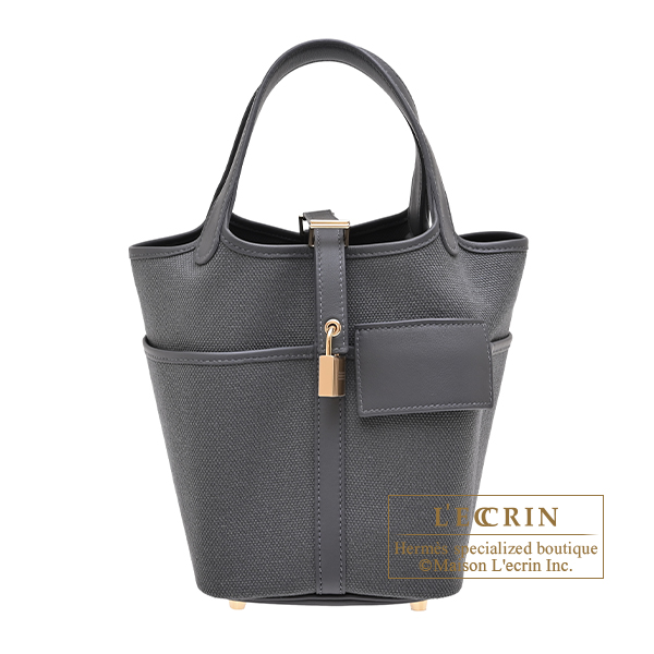 Hermes　Picotin Lock Cargo18/PM　Ardoise　Canvas/Swift leather　Champagne gold hardware