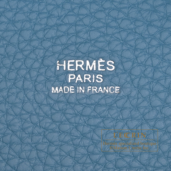 Hermes Picotin Lock bag 18/PM New blue jean Clemence leather Silver hardware