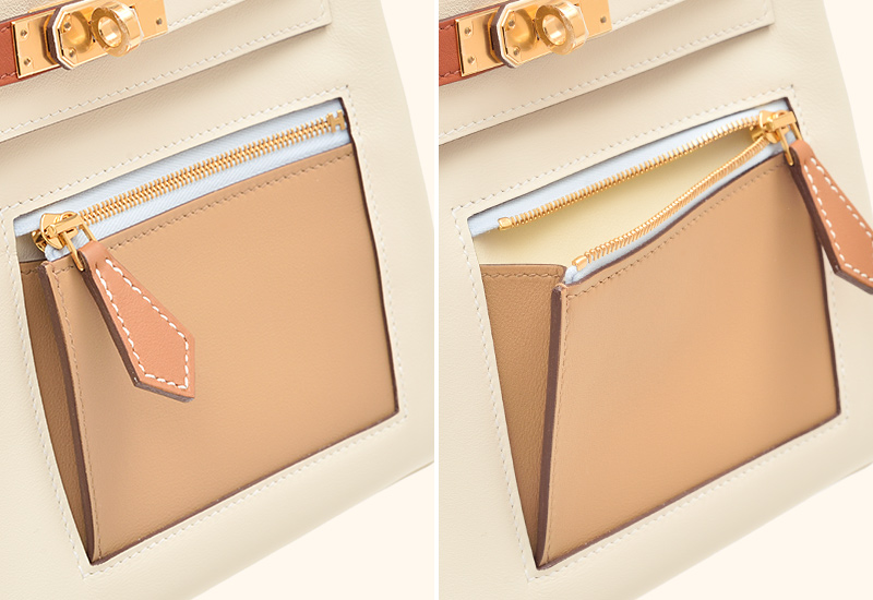 HERMES　Kelly Colormatic bag 25　Retourne　Nata/Cuivre/Lime/Mauve sylvestre/Blue brume　Swift leather　Gold hardware