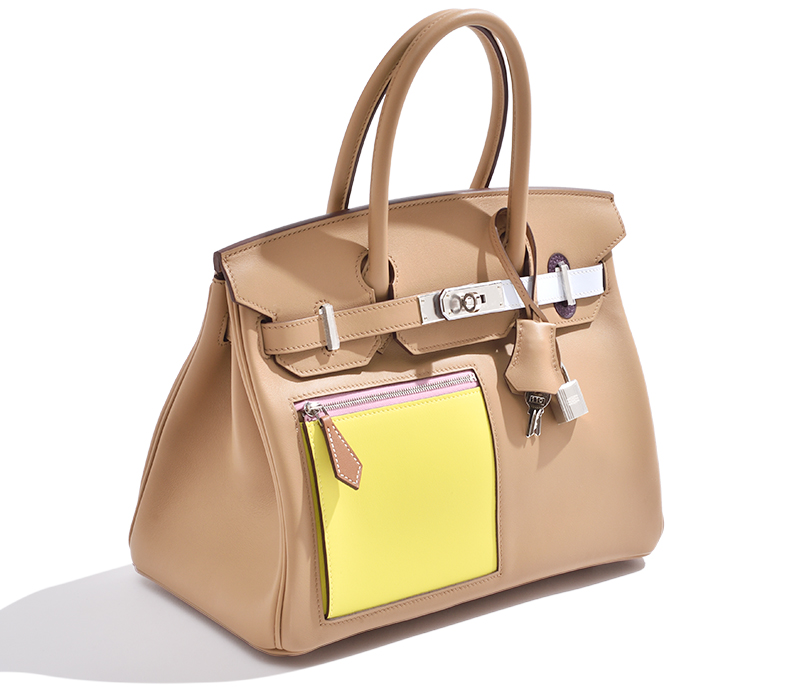 HERMES　Birkin Colormatic bag 30　Chai/Lime/Blue brume/Cassis　Swift leather　Silver hardware