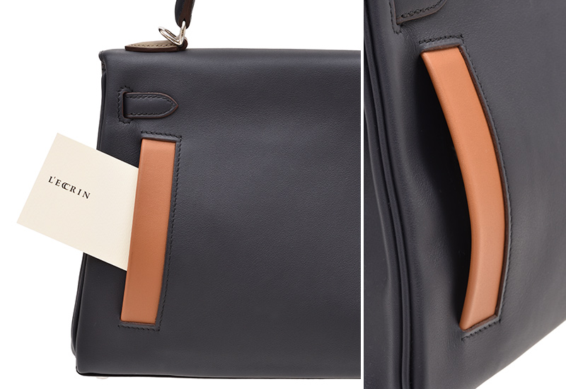 HERMES　Kelly Colormatic bag 25　Retourne　Blue/Black/Chai/Etoupe grey/Gold　Swift leather　Silver hardware