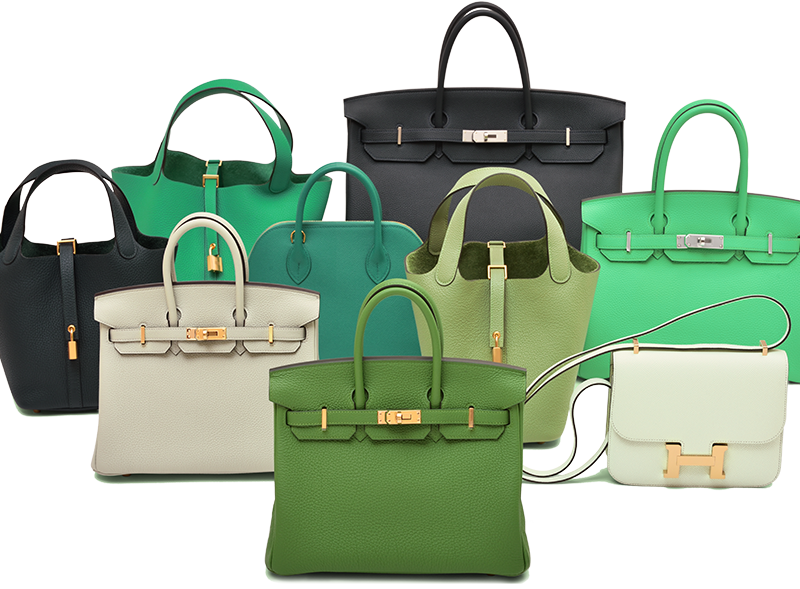 The variation of green colors is inspiring Hermes Green Collection L ecrin Boutique Singapore