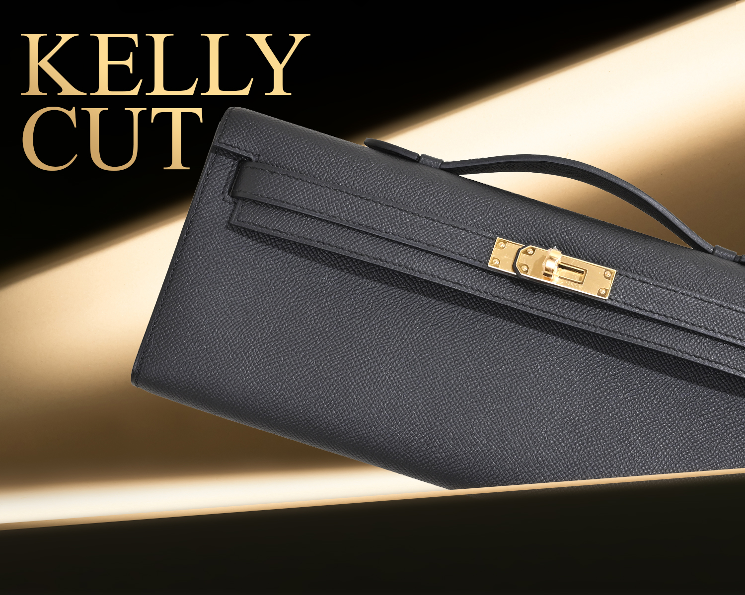 Hermès Kelly Cut Black with Gold Hardware