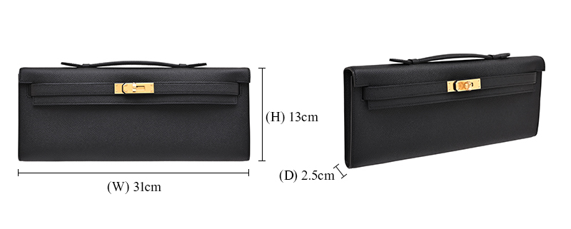 Hermès Kelly Cut Black size details W31×H13×D2.5cm