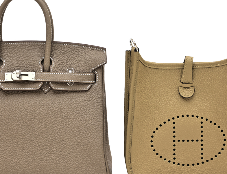 From left: Etoupe grey(Togo leather) / Dune(Clemence leather)