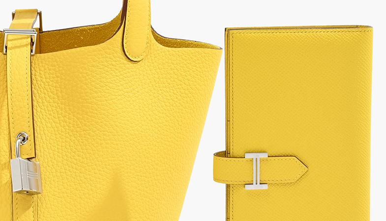Hermès color comparison of Canari and Jaune de naples